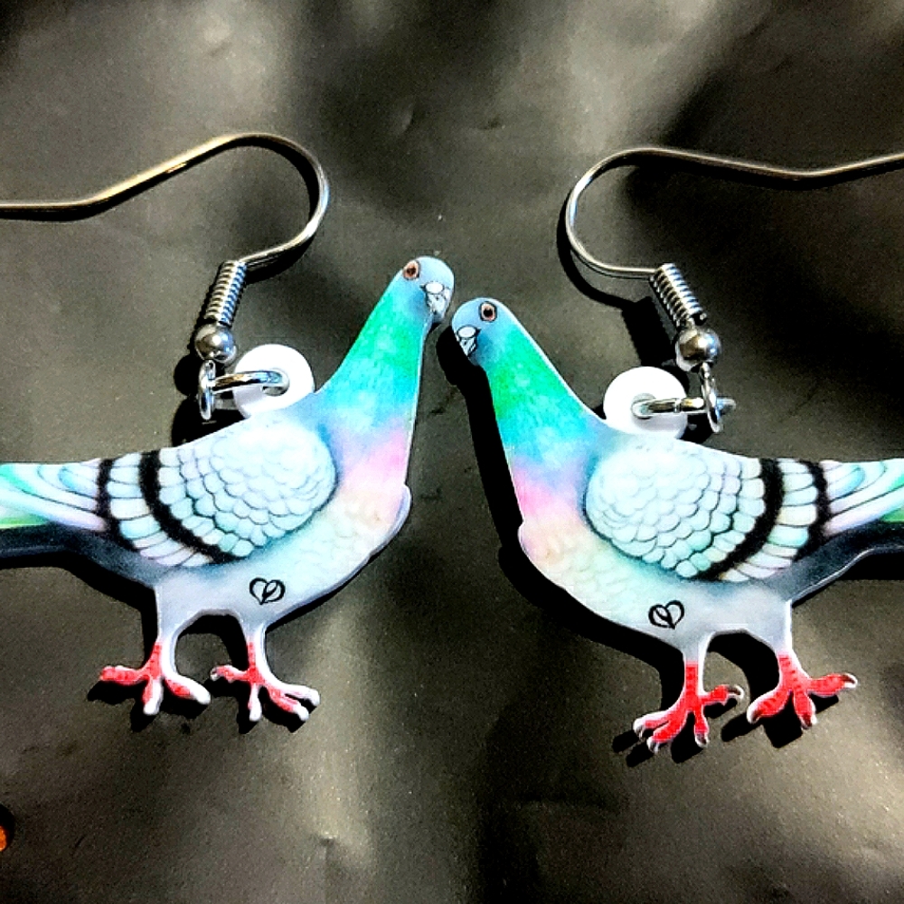 NEW Colorful Pigeon Earrings